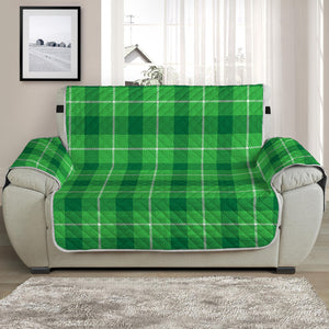 Shamrock Green Plaid Pattern Print Half Sofa Protector