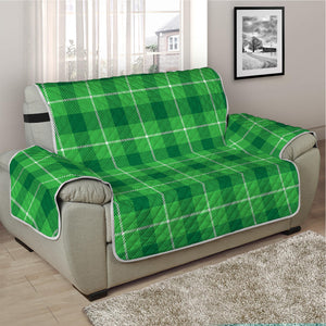 Shamrock Green Plaid Pattern Print Half Sofa Protector