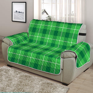 Shamrock Green Plaid Pattern Print Half Sofa Protector