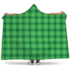 Shamrock Green Plaid Pattern Print Hooded Blanket