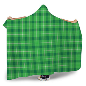 Shamrock Green Plaid Pattern Print Hooded Blanket