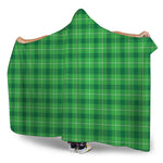 Shamrock Green Plaid Pattern Print Hooded Blanket