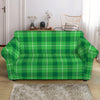 Shamrock Green Plaid Pattern Print Loveseat Slipcover