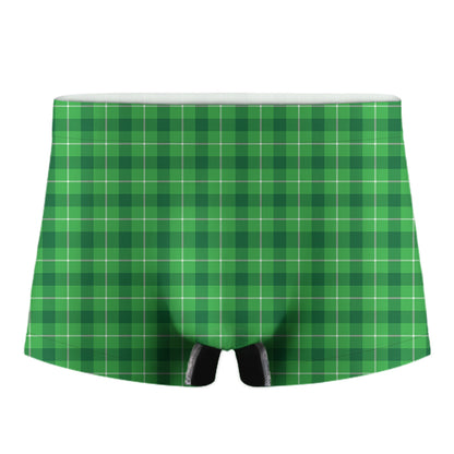 Shamrock Green Plaid Pattern Print Men's Boxer Briefs