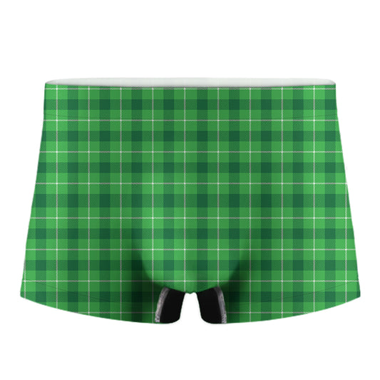 Shamrock Green Plaid Pattern Print Men's Boxer Briefs