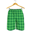 Shamrock Green Plaid Pattern Print Men's Shorts
