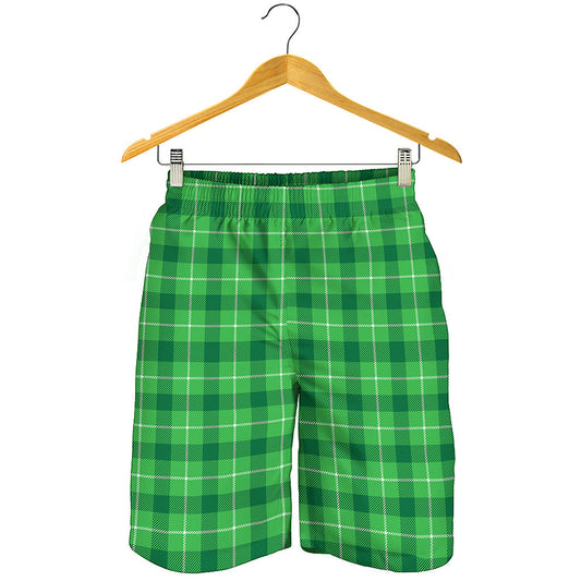 Shamrock Green Plaid Pattern Print Men's Shorts