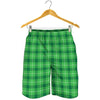 Shamrock Green Plaid Pattern Print Men's Shorts
