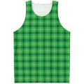 Shamrock Green Plaid Pattern Print Men's Tank Top