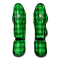 Shamrock Green Plaid Pattern Print Muay Thai Shin Guards