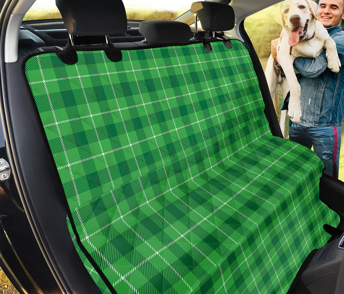 Shamrock Green Plaid Pattern Print Pet Car Back Seat Cover