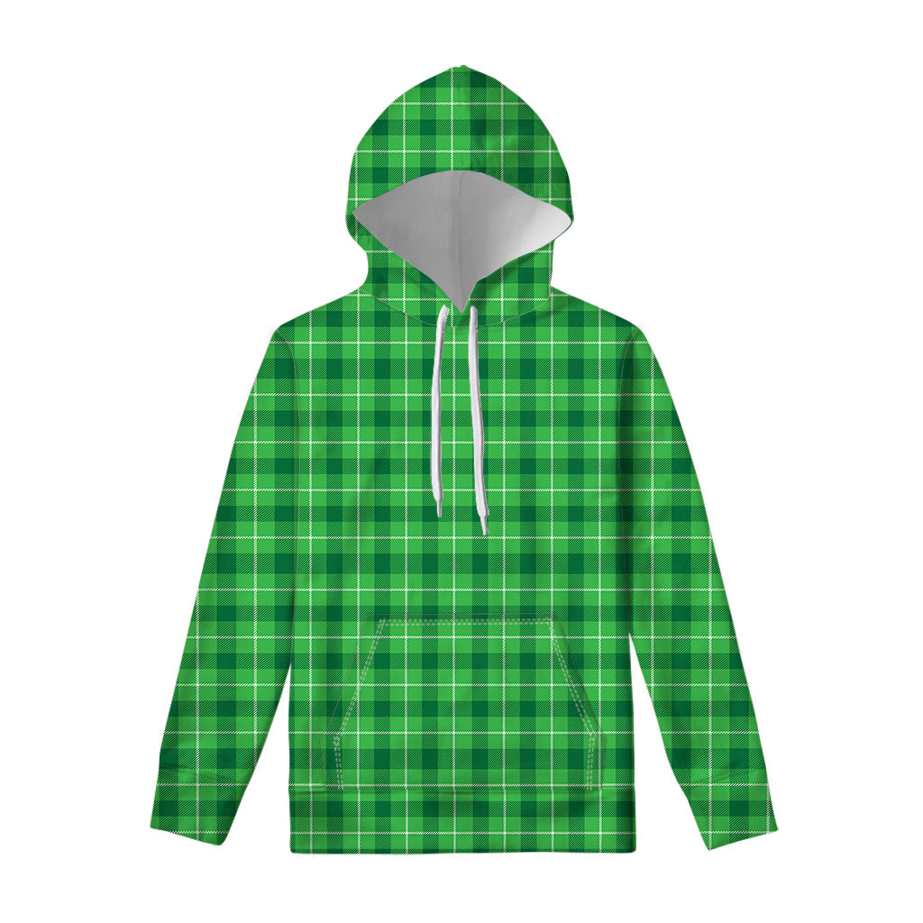 Shamrock Green Plaid Pattern Print Pullover Hoodie