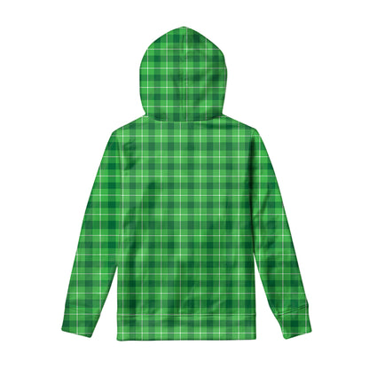 Shamrock Green Plaid Pattern Print Pullover Hoodie