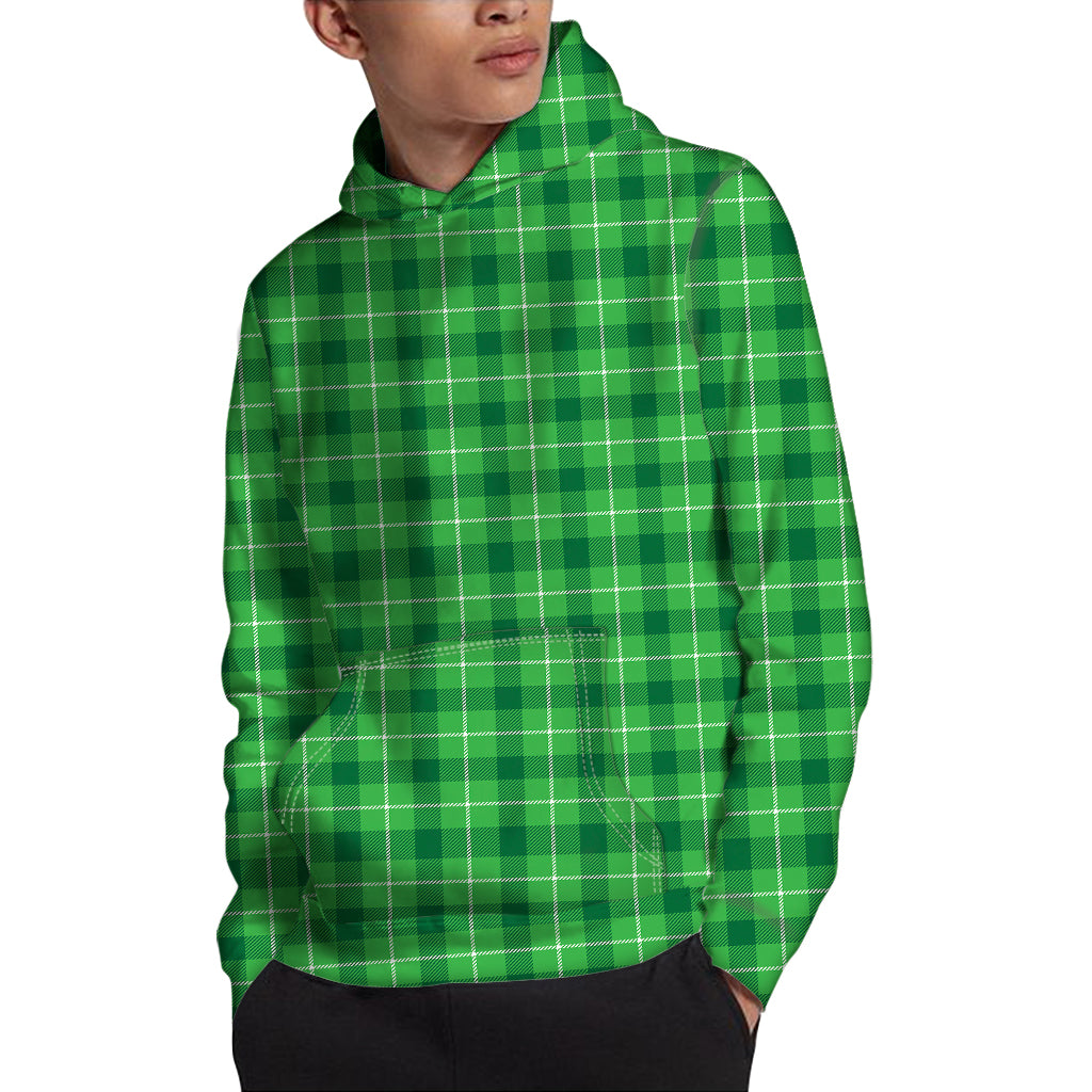 Shamrock Green Plaid Pattern Print Pullover Hoodie