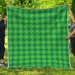Shamrock Green Plaid Pattern Print Quilt