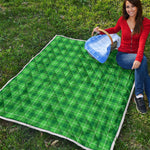 Shamrock Green Plaid Pattern Print Quilt