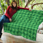 Shamrock Green Plaid Pattern Print Quilt