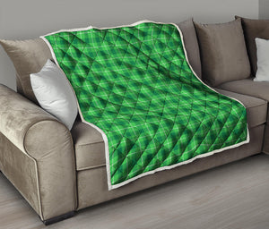 Shamrock Green Plaid Pattern Print Quilt