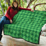 Shamrock Green Plaid Pattern Print Quilt