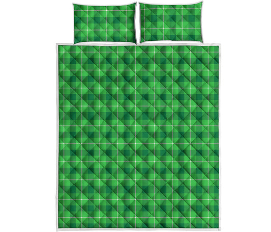 Shamrock Green Plaid Pattern Print Quilt Bed Set