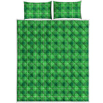Shamrock Green Plaid Pattern Print Quilt Bed Set