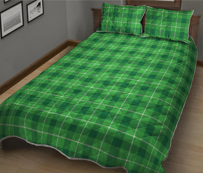 Shamrock Green Plaid Pattern Print Quilt Bed Set