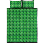 Shamrock Green Plaid Pattern Print Quilt Bed Set