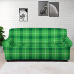 Shamrock Green Plaid Pattern Print Sofa Cover