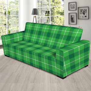 Shamrock Green Plaid Pattern Print Sofa Slipcover