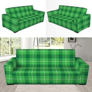 Shamrock Green Plaid Pattern Print Sofa Slipcover