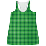 Shamrock Green Plaid Pattern Print Women's Racerback Tank Top