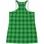 Shamrock Green Plaid Pattern Print Women's Racerback Tank Top