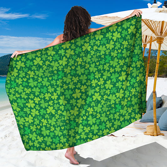 Shamrock Leaf St. Patrick's Day Print Beach Sarong Wrap