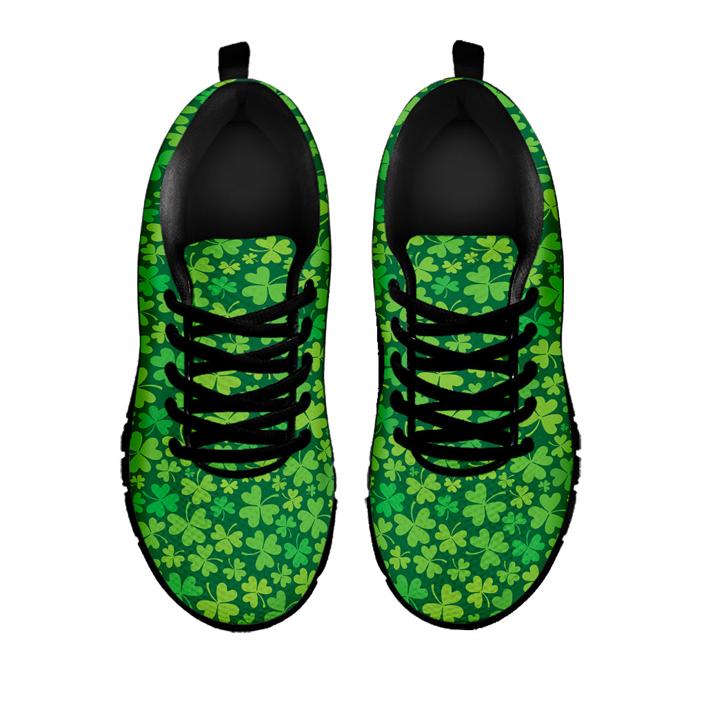 Shamrock Leaf St. Patrick's Day Print Black Sneakers