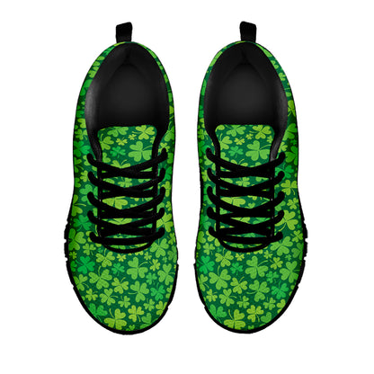 Shamrock Leaf St. Patrick's Day Print Black Sneakers