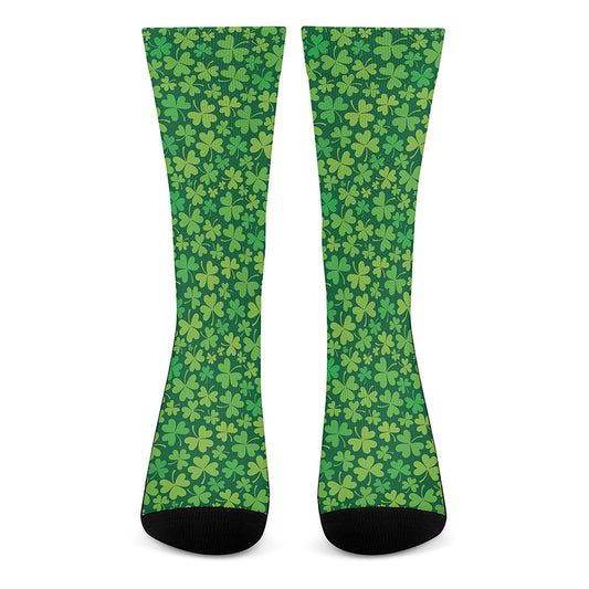 Shamrock Leaf St. Patrick's Day Print Crew Socks