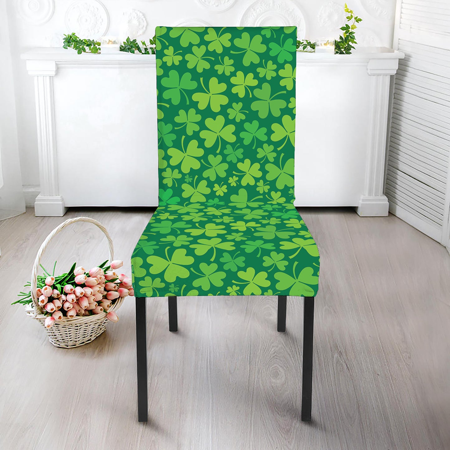 Shamrock Leaf St. Patrick's Day Print Dining Chair Slipcover