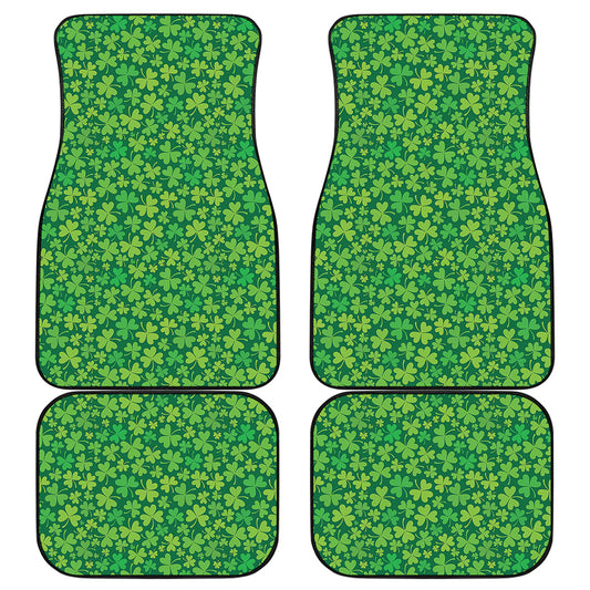 Shamrock Leaf St. Patrick's Day Print Front and Back Car Floor Mats