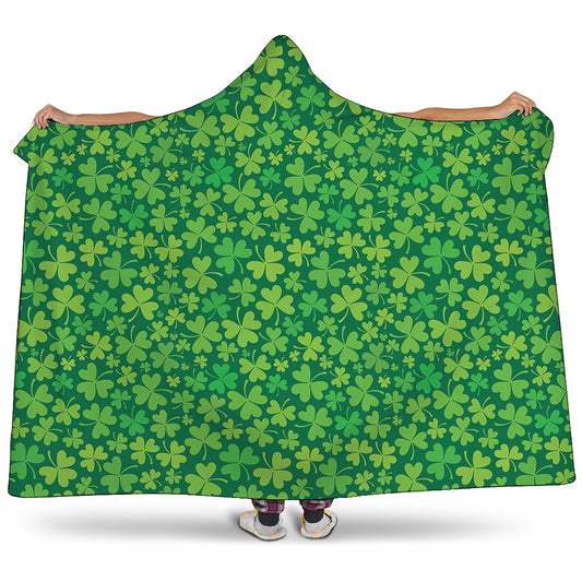 Shamrock Leaf St. Patrick's Day Print Hooded Blanket