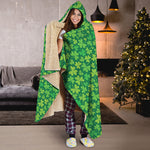 Shamrock Leaf St. Patrick's Day Print Hooded Blanket