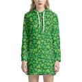 Shamrock Leaf St. Patrick's Day Print Pullover Hoodie Dress