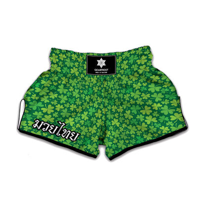Shamrock Leaf St. Patrick's Day Print Muay Thai Boxing Shorts