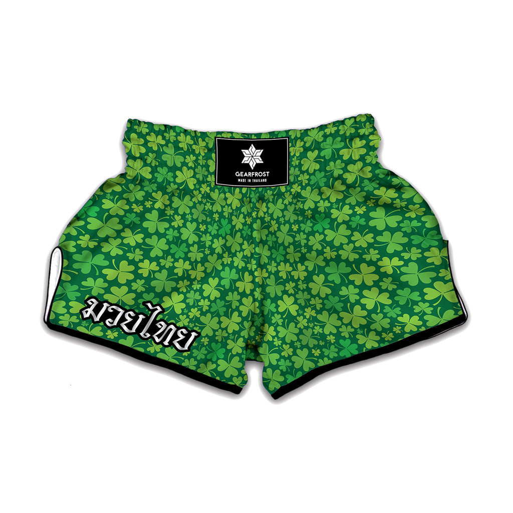 Shamrock Leaf St. Patrick's Day Print Muay Thai Boxing Shorts