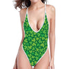 Shamrock Leaf St. Patrick's Day Print One Piece High Cut Swimsuit