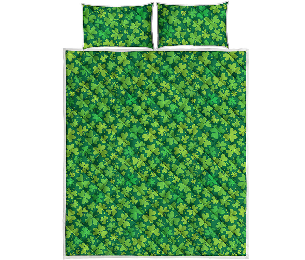 Shamrock Leaf St. Patrick's Day Print Quilt Bed Set