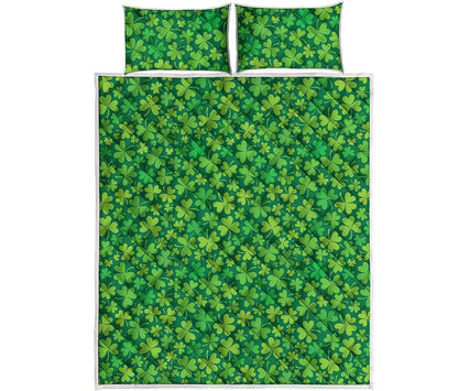 Shamrock Leaf St. Patrick's Day Print Quilt Bed Set