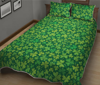 Shamrock Leaf St. Patrick's Day Print Quilt Bed Set