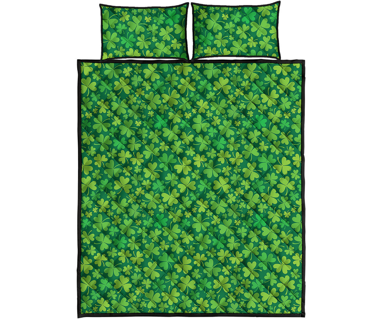 Shamrock Leaf St. Patrick's Day Print Quilt Bed Set
