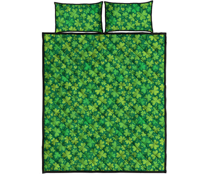Shamrock Leaf St. Patrick's Day Print Quilt Bed Set