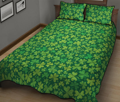Shamrock Leaf St. Patrick's Day Print Quilt Bed Set